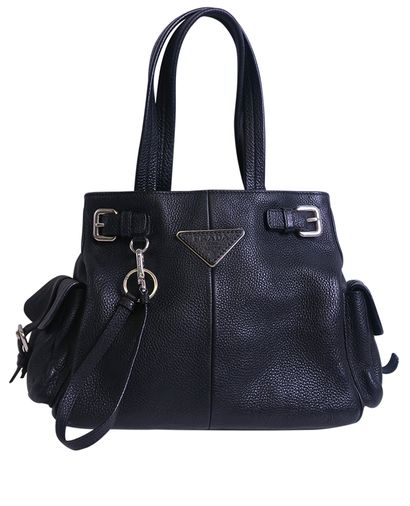 Vitello Daino Side Pocket Shoulder Bag, front view